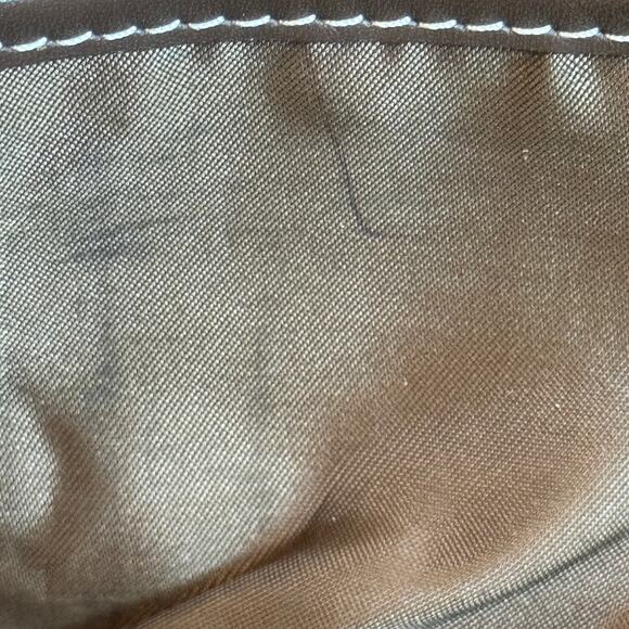 Womens Fossil Brown Signature Fabric Leather Shoulder Handbag Satchel Bag Purse - Picture 7 of 15